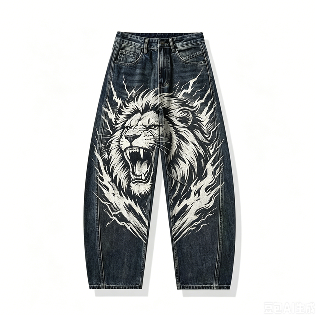 Custom Kornit Printed Heavyweight Medium Wash Sun Faded Distressed Regular Fit Boyfriend Jeans Men Dirty Spray Streetwear