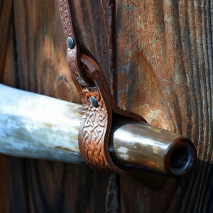 Eco-Friendly Polished Norse Blowing <b>Horn</b> From Natural <b>Buffalo</b> <b>Horn</b> with Leather Straps-Feng Shui & Religious Style - Product Image 1