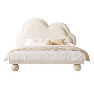 Lit d'appoint pour enfants Cloud Princess 1,2 m et 1,35 m, couleur crème, design moderne en bois, revêtement en coton pour filles et garçons, petite chambre - Product Image 6