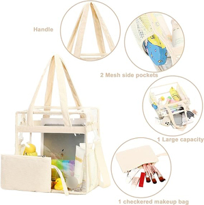 Bolsa <span class=keywords><strong>de</strong></span> mano <span class=keywords><strong>de</strong></span> PVC con logotipo personalizado, 12x6x12, aprobada por el estadio, bolsa <span class=keywords><strong>de</strong></span> compras <span class=keywords><strong>de</strong></span> plástico transparente para deportes, trabajo, viajes, <span class=keywords><strong>Playa</strong></span> o regalos - Product Image 3