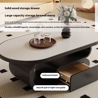 Table basse moderne décontractée à tiroirs plaque de roche simple peinture noire blanche Style de luxe petite maison appartements table basse