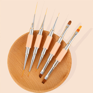 Ensemble de pinceaux professionnels double-embout pour nail art, manche métallique dégradé, poils synthétiques, pour la création de motifs sur ongles en gel - Product Image 3