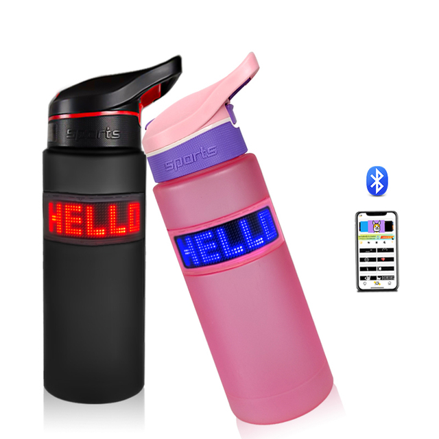 APP Control Smart Water Bottle with LED Strip Programmable Message Display LED Water Bottle Scrolling Message Led Ticker