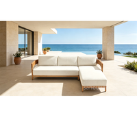 Canapé modulaire en teck de style luxueux haut de gamme en forme de L, style campagnard britannique, ensemble de meubles de jardin extérieur