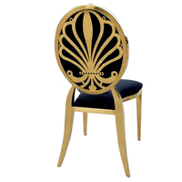 Chaise de mariage de luxe en acier inoxydable doré, dossier décoratif rembourré noir, chaise de banquet pour événements