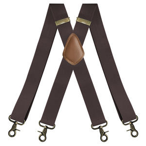 Bretelles vintage pour hommes, <span class=keywords><strong>travail</strong></span>, robustes, grandes et hautes, 3,5 cm de large, en forme de X, 4 crochets à pression en bronze, réglables, élastiques, pour pantalon - Product Image 3