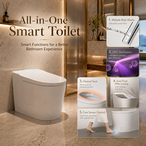 WC intelligent monobloc en céramique avec bidet intégré, chasse d'eau automatique, siège chauffant et télécommande, idéal pour la maison et les hôtels – Vente en gros usine - Product Image 3