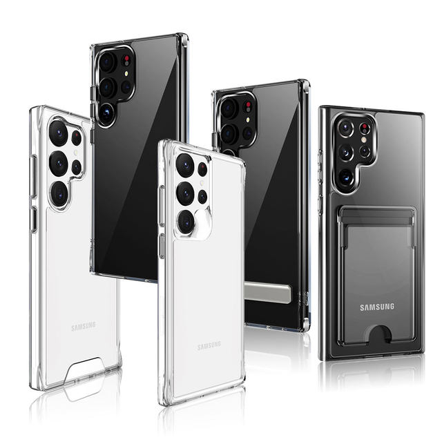 Shockproof TPU PC Hard Crystal Wallet Card Holder Magnetic Mobile Phone Cover for Samsung galaxy S24 S23 Ultra clear Phone case