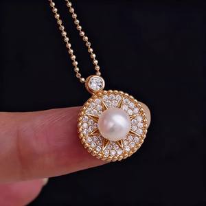 Accesorios para Manualidades 31439, Colgante de Plata S925, Cuentas de 6-7mm, Soporte Vacío de Platino para Collar de Moda, Patrón Numérico para Manualidades - Product Image 2