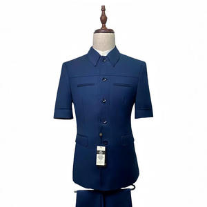 Costume de Bureau Formel pour <span class=keywords><strong>Homme</strong></span> Tenue de Marié à Manches Courtes <span class=keywords><strong>Blazer</strong></span> et Pantalon Ensembles de Costumes d'Affaires pour Hommes - Product Image 3