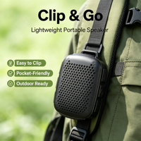 Enceinte portable robuste avec clip, étanche, Bluetooth 5.3, autonomie de 12h, idéale pour la randonnée, le kayak, les voyages et les sports