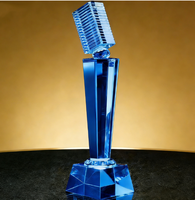 Trophée de chant en cristal K9 rouge personnalisé avec logo, pour concours de microphones et de présentateurs, vente en gros, haute qualité