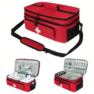 Bolsa y Caja de Almacenamiento de Medicamentos de Viaje con Correa para el Hombro, para Frascos de Pastillas y Botiquín de Primeros Auxilios, para Vehículo - Product Image 1