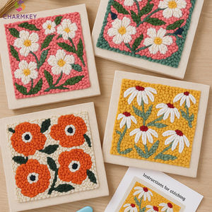 <span class=keywords><strong>Kit</strong></span> de broderie à l'aiguille à poinçon, tous les matériaux inclus, ensemble de couture carré tendance 25x25cm à prix avantageux - Product Image 5