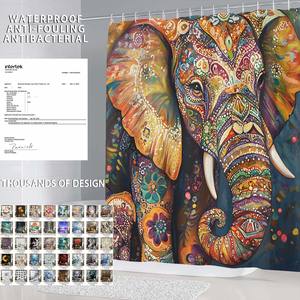 Set da Bagno Moderno Classico con Stampa Floreale 4 Pezzi Antiscivolo <span class=keywords><strong>Tenda</strong></span> Doccia Impermeabile in Poliestere Tappetino da Bagno 12 Ganci Colore Personalizzabile - Product Image 2