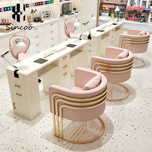 Moderna Mesa de Manicura Blanca de Madera y Metal con Silla, Set de Lujo para Salón de Belleza, Mesa de Uñas Individual, Duradera y Ecológica - Product Image 4