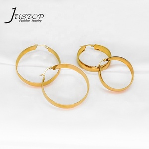 ต่างหูห่วงทองเหลืองประดับอาเกตทรงกลมขนาดใหญ่ 50 มม. ดีไซน์ทันสมัย คุณภาพสูง - Product Image 3