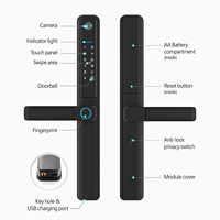 Serrure de porte intelligente Tuya avec empreinte digitale WiFi, étanche d'un côté, avec caméra PST-F5 Pro-TY