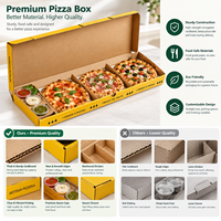 Boîte à pizza en carton ondulé avec couvercle à charnière et insert divisé pour l'emballage de plusieurs pizzas et sauces