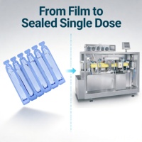 Machine de remplissage et de scellage d'ampoules en plastique, thermoformage de blisters pour l'emballage de liquides de 1 à 50 ml