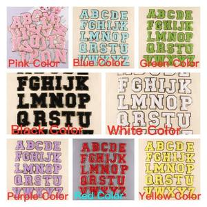 Wholesale Height 8cm Iron on <strong>Glitter</strong> Alphabet Appliques Clothing Chenille Letter <strong>Patches</strong> - Product Image 3