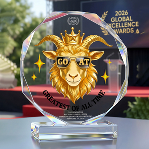 Trophée en <span class=keywords><strong>cristal</strong></span> personnalisé GOAT, le plus grand de tous les temps, prix octogonal, gravure personnalisée, réalisations sportives, cadeaux de championnat MVP - Product Image 4