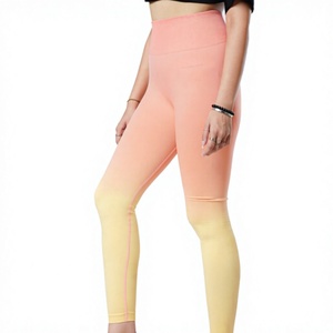 Leggings de yoga taille haute à dégradé de couleurs avec bande latérale, longueur intégrale, sans coutures, extensibles dans les quatre sens - Product Image 1
