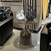 Mesa de Centro Pequeña de Piedra Microcristalina, Estilo Chino Vintage, Estructura de Acero de Lujo, Muebles de Sala de Estar sin Marco, para Casa de Huéspedes