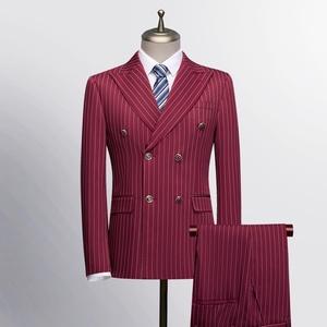 Completo da uomo due pezzi slim fit a righe con perline, <span class=keywords><strong>doppiopetto</strong></span>, casual, leggero, antipiega, best-seller transfrontaliero - Product Image 3