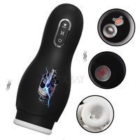 Automatischer Masturbator mit Einziehfunktion, Stoß-, Saug- und Vibrationsfunktion, Erwachsenen-Sexspielzeug für Männer mit Heizfunktion und TPE-Basis