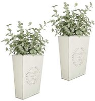 Pot de fleurs mural en métal gris moderne avec finition galvanisée, jardinière en fer pour la décoration intérieure/extérieure de la maison et du jardin