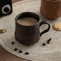 Ensemble de 4 tasses à café en grès de 10,8 oz, motif rustique uni, glaçure réactive mouchetée, compatibles lave-vaisselle et micro-ondes, pour café et thé