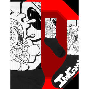 # 23 Splattered Creative Vision IW Comics Calcetines deportivos con dibujos animados y diseño de garabatos dibujados a mano - Product Image 1
