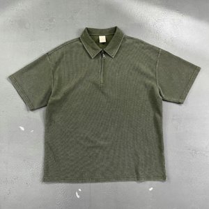 Camisa POLO <span class=keywords><strong>Vintage</strong></span> de Algodão Personalizada com Bordado Unissex OEM Lavada com Ácido Pesada 350GSM Camiseta com Ombros Caídos - Product Image 4
