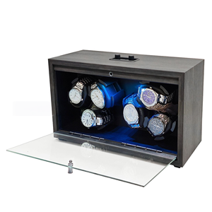 <span class=keywords><strong>Caja</strong></span> enrolladora automática de relojes LED con parada automática para 6 relojes, con 5 modos de ajuste de velocidad, de madera de nogal negro - Product Image 6