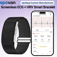 Bracelet intelligent personnalisé sans écran avec ECG, HRV, podomètre, moniteur de santé, étanche IP68, suivi d'activité physique avec SDK ouvert