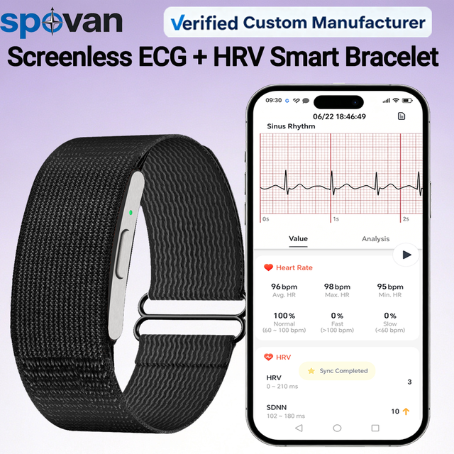 No Display ECG HRV Pedometer Health Monitor Fitness Band IP68 Waterproof Custom Smart Bracelet Fitness tracker with Open SDK