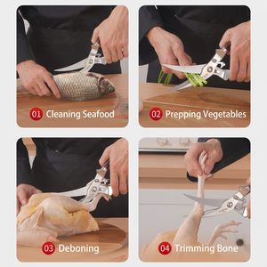 Heavy Duty <b>Poultry</b> <b>Shears</b> Stainless Steel Chicken Bone Scissors Wood Handle Detachable Kitchen <b>Shears</b> for <b>Poultry</b> Bone - Product Image 6