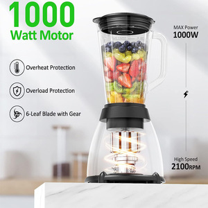 เครื่องปั่นแบบสองถ้วยพร้อมเครื่องบด 1500 มล. เครื่องปั่นน้ำผลไม้ไฟฟ้าสแตนเลส 18000 รอบต่อนาที 220V ปลั๊ก EU UK - Product Image 5