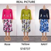 Robes d'église tendance pour femmes, manches 3/4, col rond, robe en mousseline imprimée avec strass, vêtements pour femmes