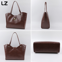 Sac fourre-tout en cuir véritable gaufré LZ, sac à main chic pour femmes avec fermeture à bouton-poussoir, sac à bandoulière pour femmes, sacs à main, marque privée