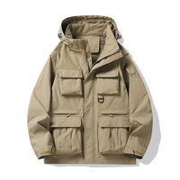 Blouson Bomber Rétro à Capuche Coupe Oversize Décontracté Multiples Poches Fermeture Éclair Fourniture ODM pour l'Automne
