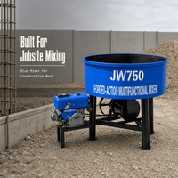Bétonnière diesel JW750 de 750 L, type panier, à montage vertical, à bouche plate, pour usage en construction