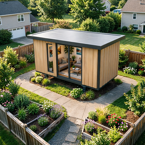 Chambre d'hôtes préfabriquée, cabane de jardin isolée, espace de réception confortable, utilisable en différentes saisons - Product Image 2
