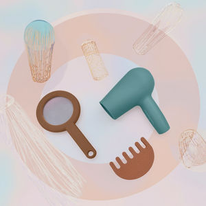 Nuevo diseño de silicona, juegos de maquillaje de <span class=keywords><strong>peluquería</strong></span>, juguetes lavables para niños, juego de simulación, espejo para niñas, secador de pelo, belleza, moda, simulación - Product Image 4