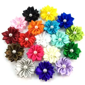 Mini Artificial Silk Rose Flowers for Crafts Pearl Flower for Hairclips Children Hairpins DIY Girls Hair Accessories CH022