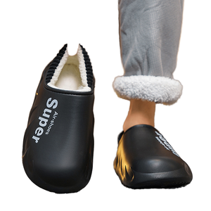 Chaussons décontractés classiques pour hommes, imprimés, imperméables, avec semelle épaisse, semelle extérieure antidérapante en EVA, doublure en peluche, bout pour l'hiver, usage intérieur - Product Image 1