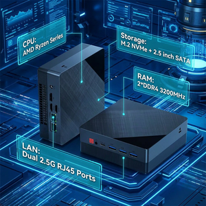 มินิพีซีจอแสดงผลสามจอ 4K 60Hz ซีพียู R5-4500U แรมแบบดูอัลแชนแนล DDR4 รองรับ M.2 NVMe SSD ขยายได้ 2.5 นิ้ว เงียบ 2*RJ45 พีซี ZNR ประสิทธิภาพสูง - Product Image 6