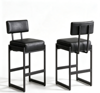 Chaise de bar moderne en cuir empilable, légère, durable, écologique, stable, avec pieds en fer, pour usage commercial, extérieur, maison, bureau, hôtel