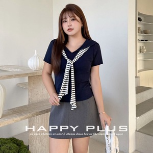 Jupe de costume taille haute Happy Plus coupe trapèze N9139 couleur unie gris et noir grandes tailles pour femmes - Product Image 3